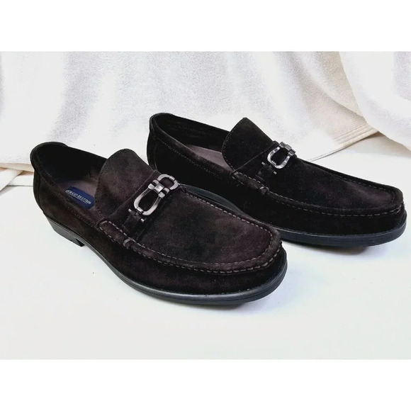 Giorgio Brutini Size 13M Men's Chocolate Brown Suade Horsebit Slip On Loafers - Picture 5 of 11